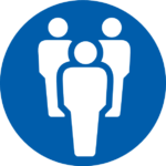 Icon containing silhouettes of three people